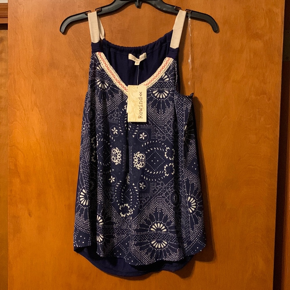 Blue and white tank top